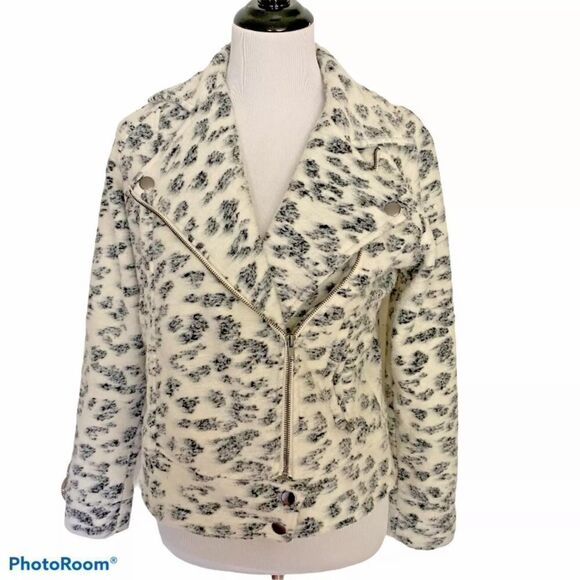 Cupcakes and Cashmere moto-styled knit Bracken jacket Animal Print M - Picture 4 of 6